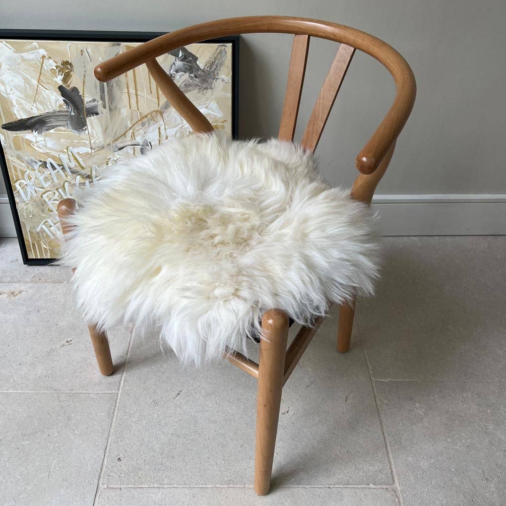 British Sheepskin Seat Pad Roundie 38cm Cream White Ivory