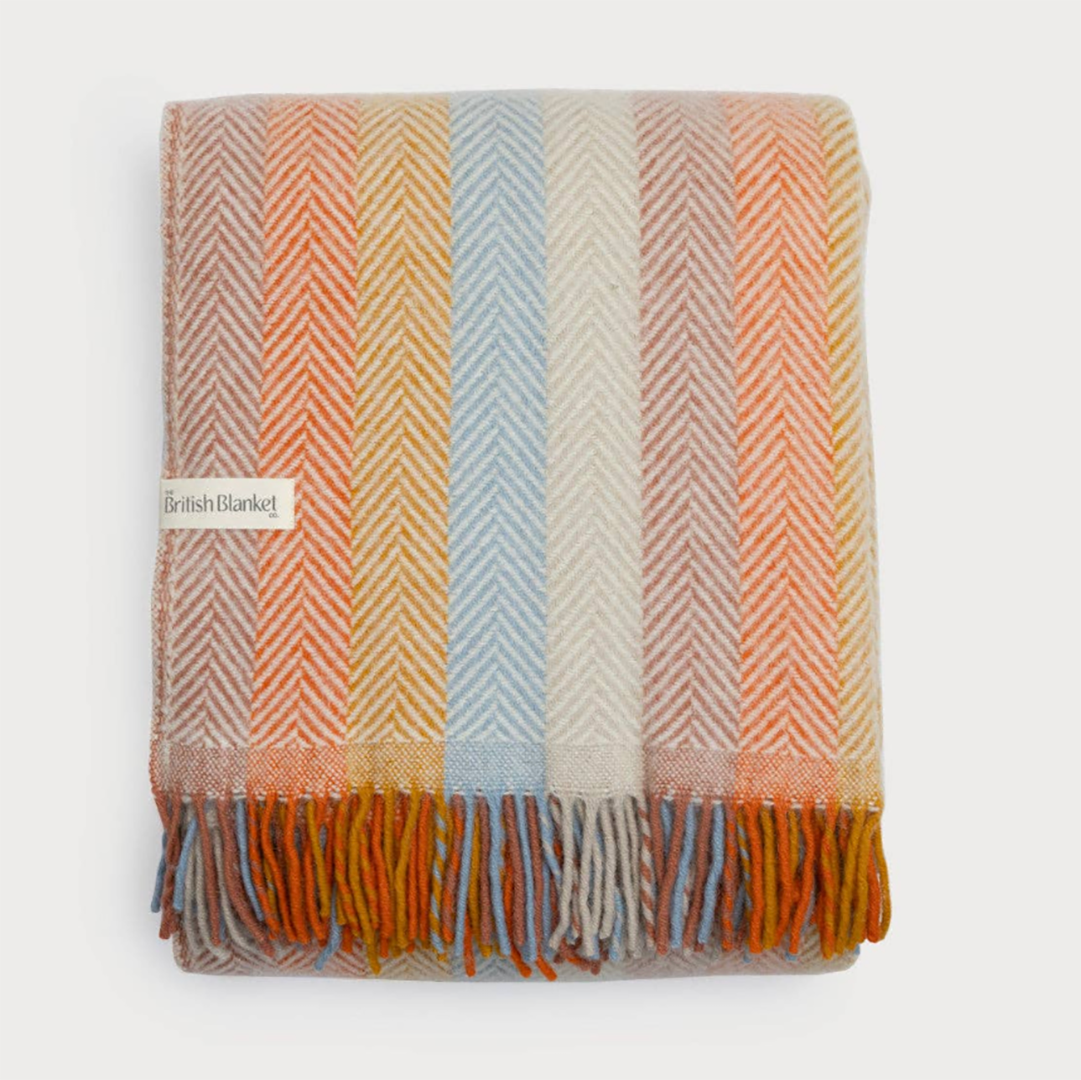 Simply Gorgeous Rainbow Stripe Wool Blanket: Boho