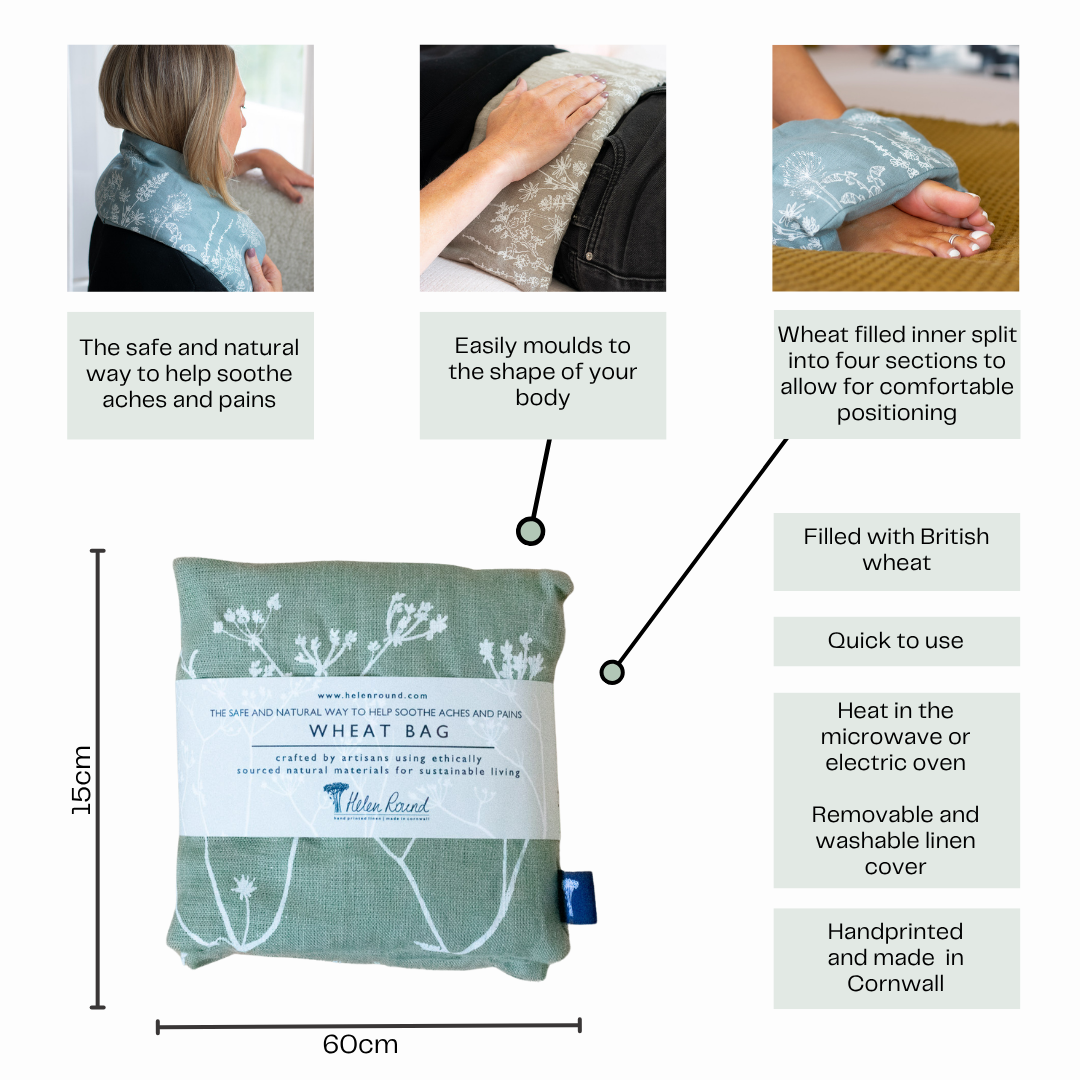 Linen Wheat Bag for Natural Pain Relief Hedgerow Design