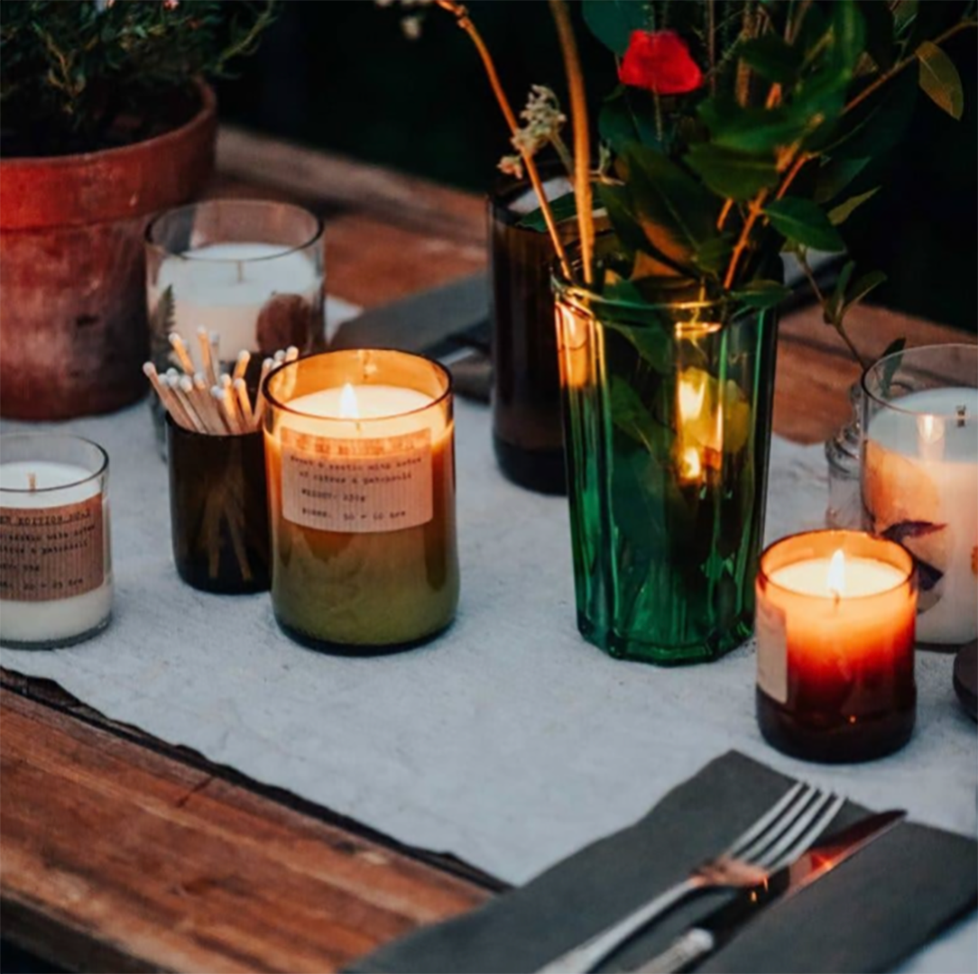 Large Winter Candle - Earth Glass