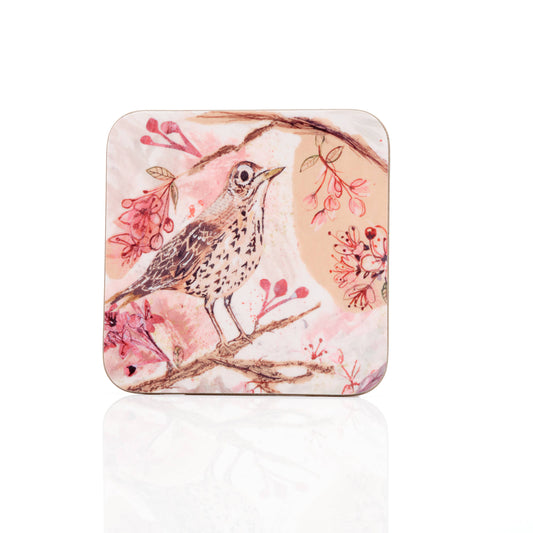 Song Thrush high gloss coaster.