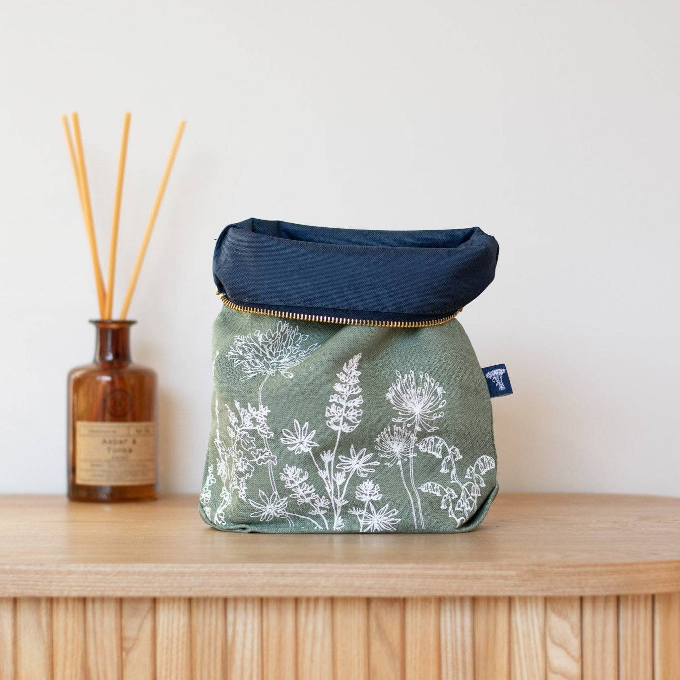 Linen Toiletry Bag, Large Roomy Design With Garden Flowers