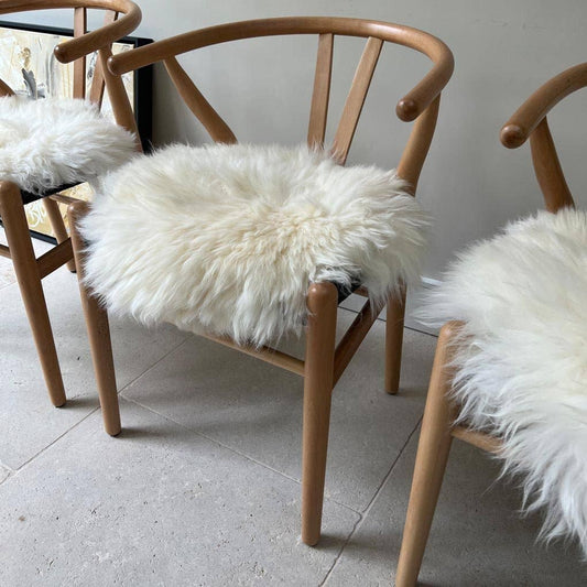 British Sheepskin Seat Pad Roundie 38cm Cream White Ivory
