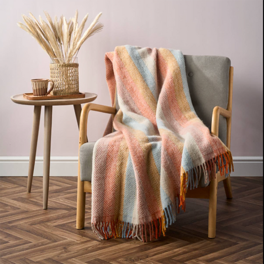 Simply Gorgeous Rainbow Stripe Wool Blanket: Boho