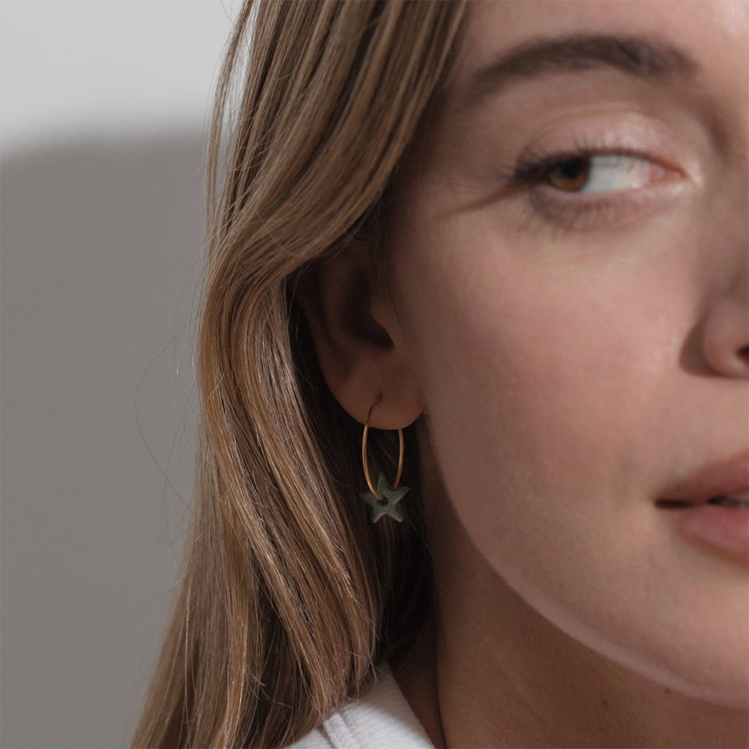 One & Eight Clay Star Porcelain Earrings Handmade in the UK