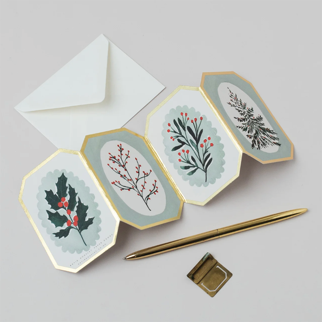Concertina Botanical Die-Cut Mini Christmas Card