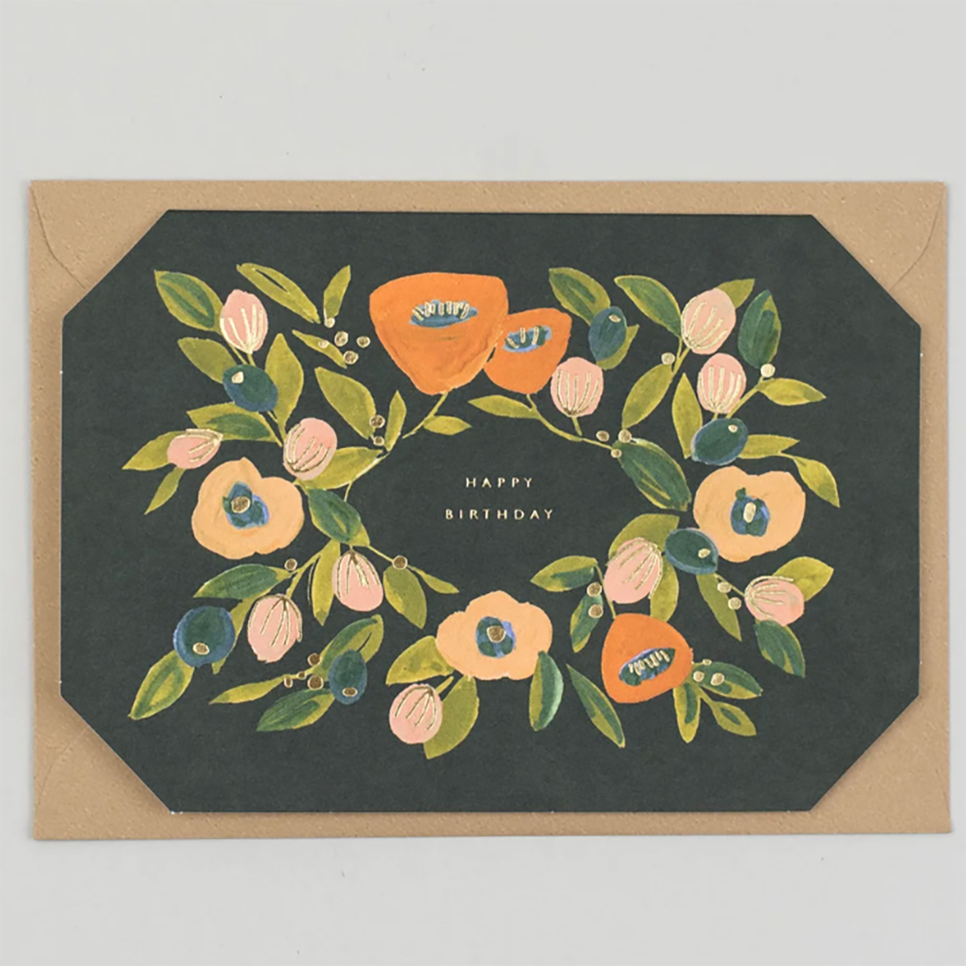 Happy Birthday Flowers Card - Foiled And Made in the UK
