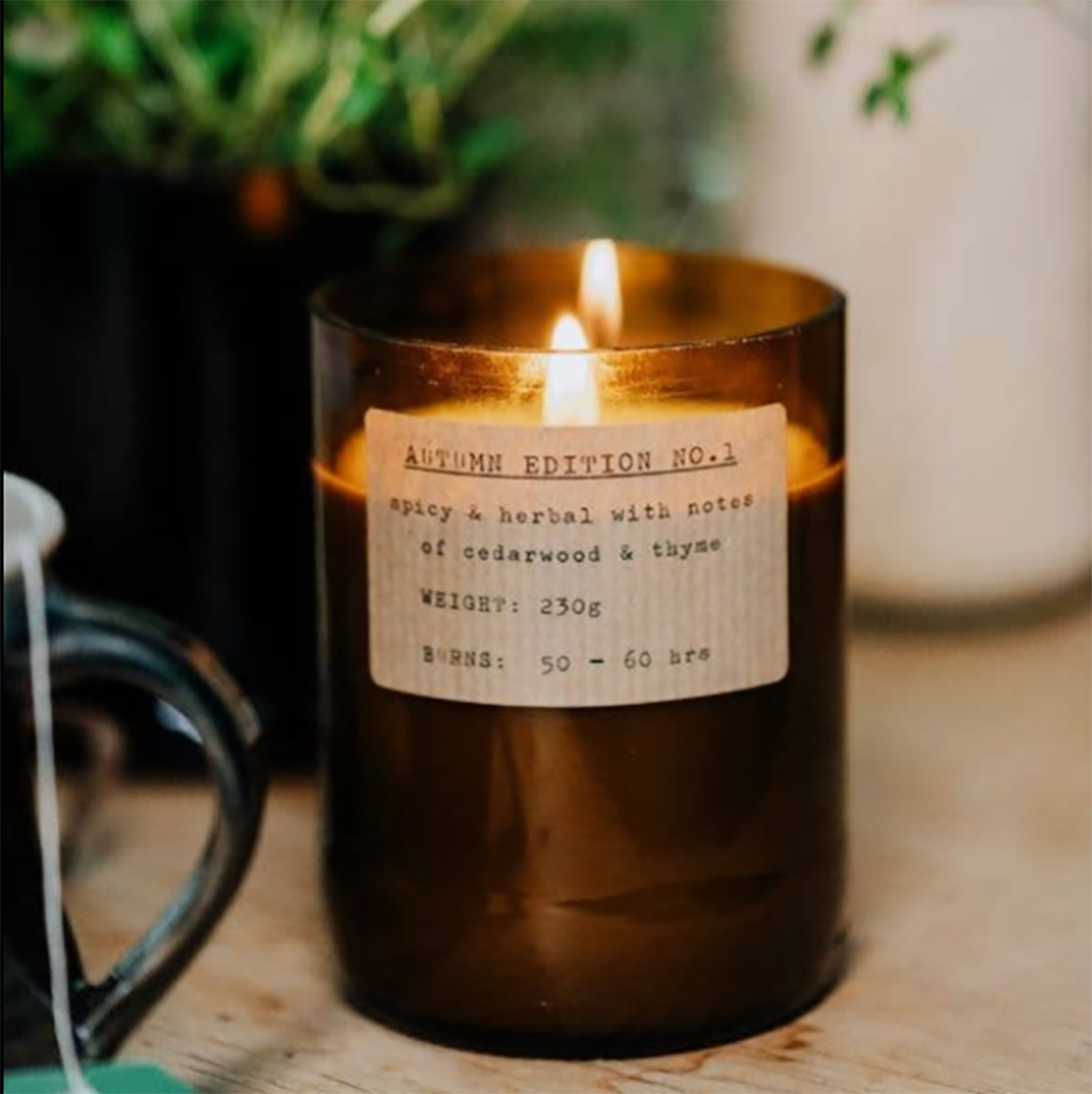 Large Autumn Candle - Fire Glass