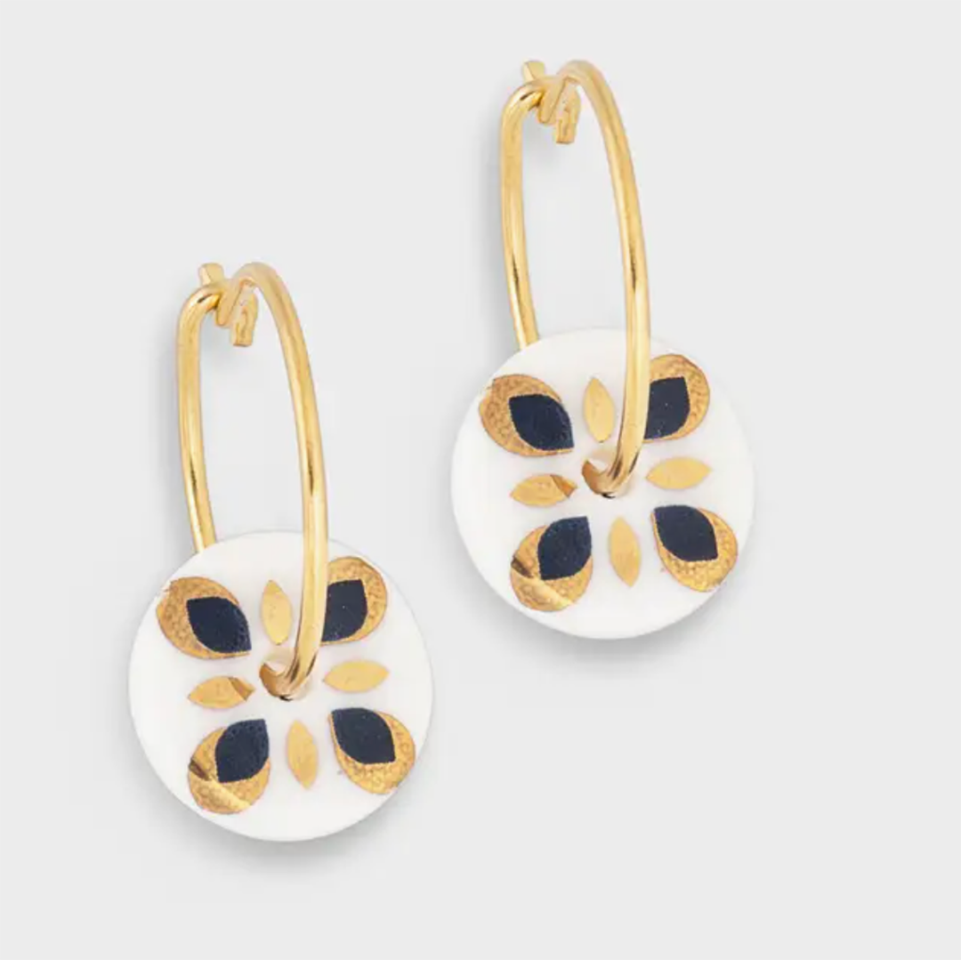 Midnight Mosaic Porcelain Earrings Hand Made in the UK