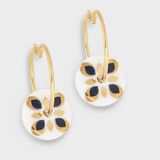 Midnight Mosaic Porcelain Earrings Hand Made in the UK