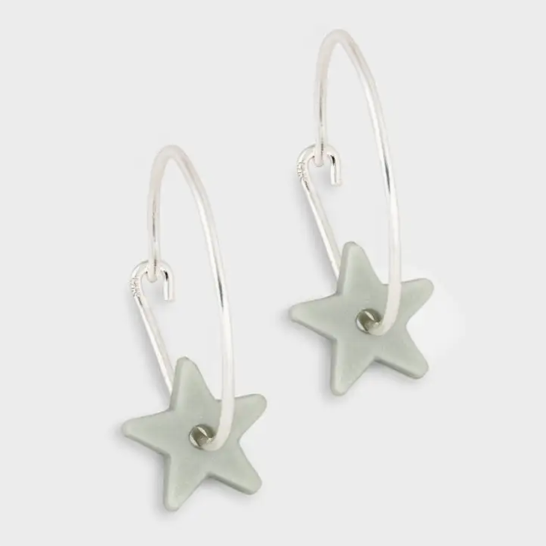 One & Eight Clay Star Porcelain Earrings Handmade in the UK