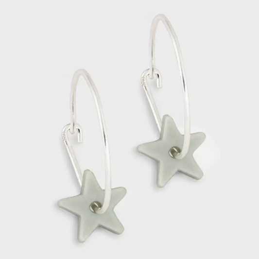 One & Eight Clay Star Porcelain Earrings Handmade in the UK