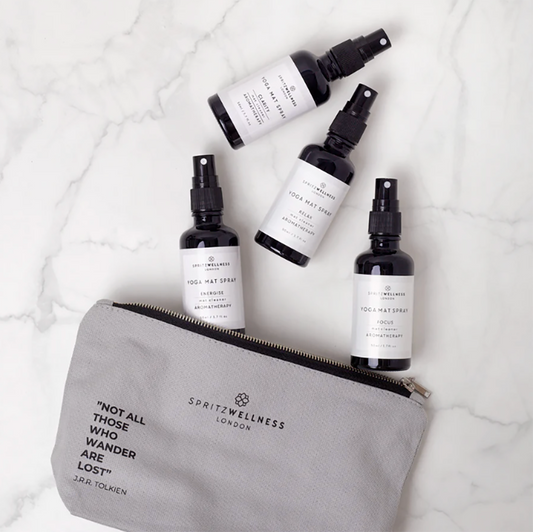 Gift set of 4 UK-Made Yoga Mat Sprays – Natural Essential Oils & Eco-Friendly Christmas Gift