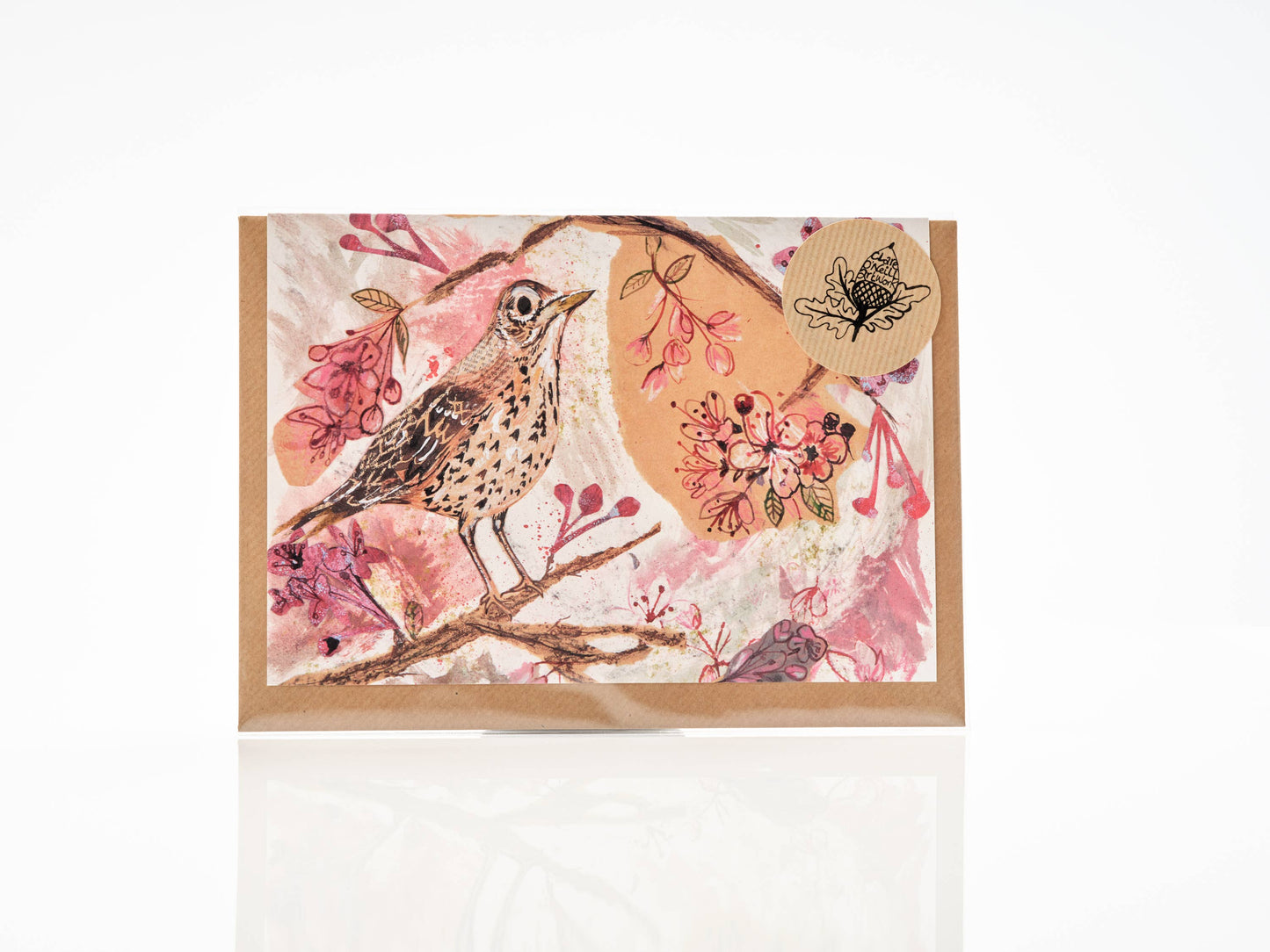 A5 Song Thrush greeting card.
