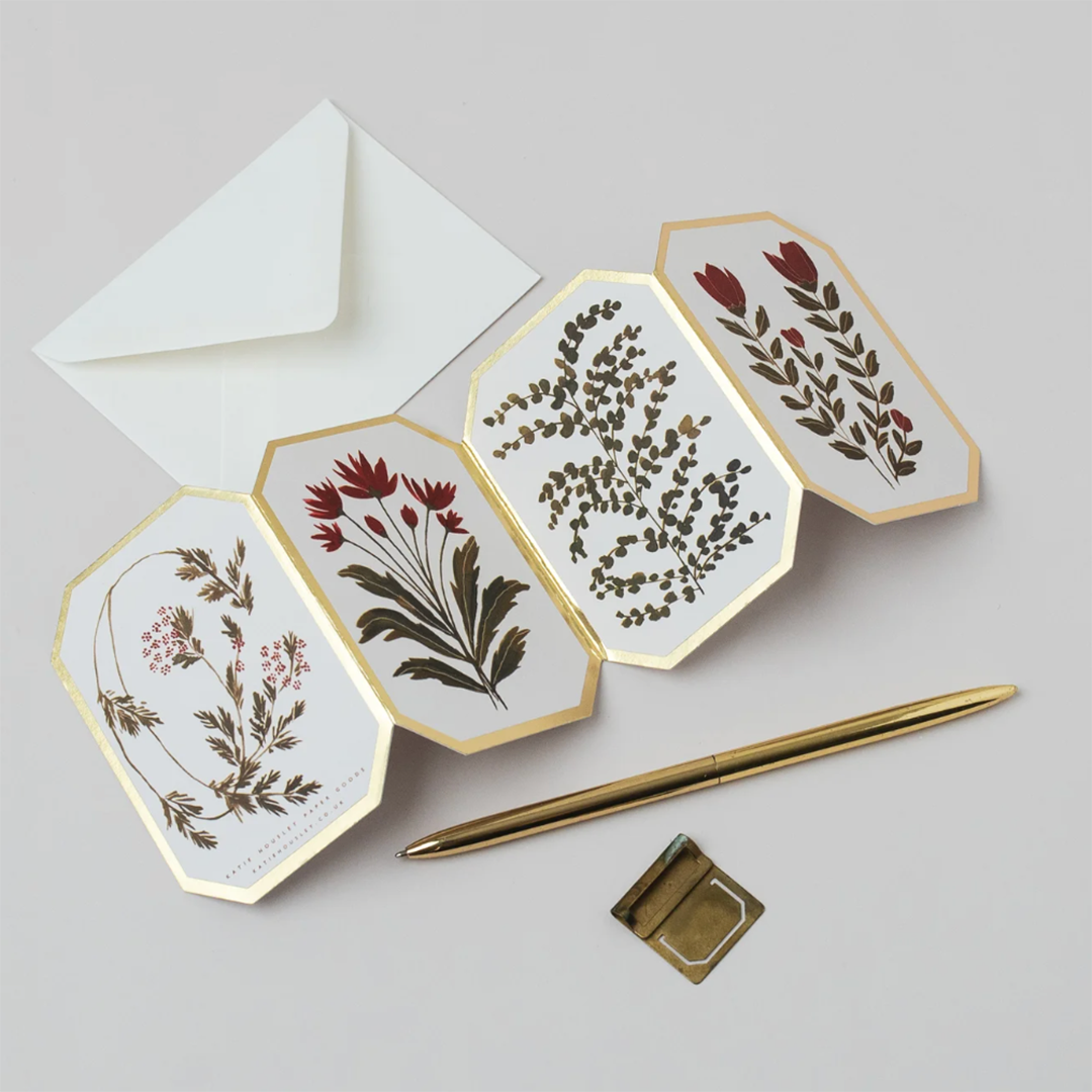 Concertina Botanical Red Flower Die-Cut Mini Card