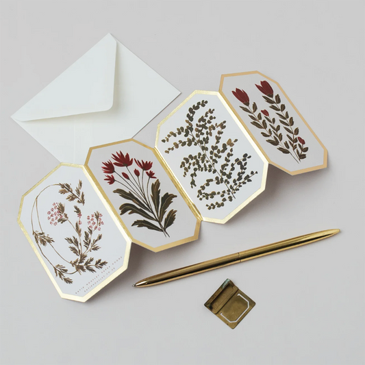 Concertina Botanical Red Flower Die-Cut Mini Card
