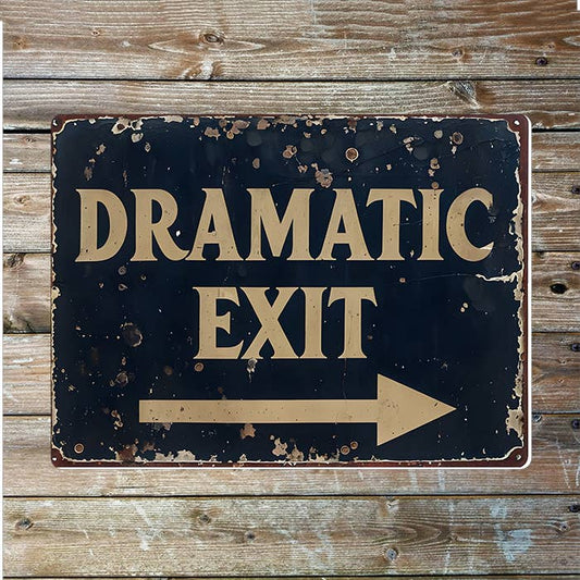 Vintage Style Dramatic Exit Arrow Rust Metal Sign