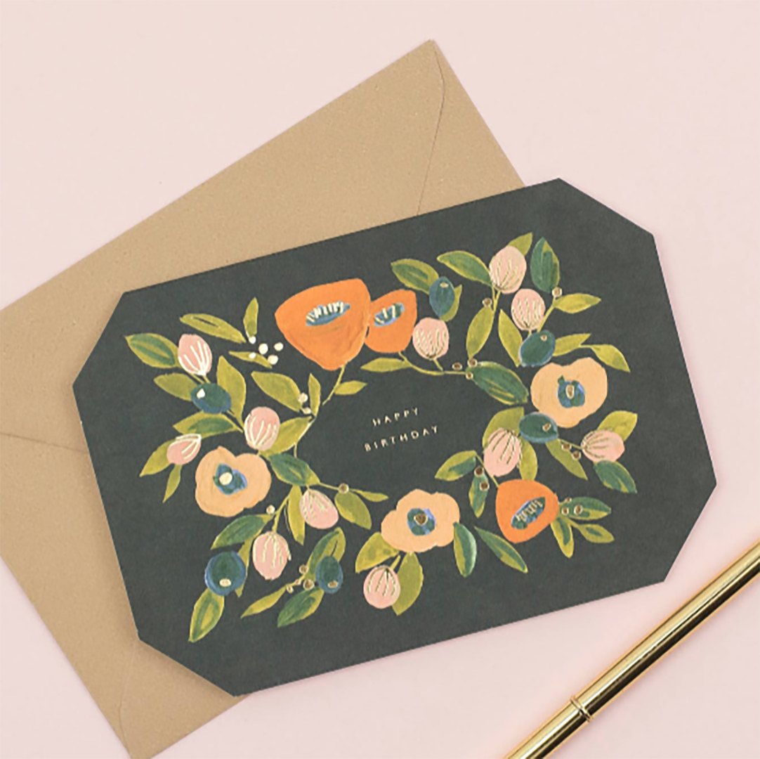 Happy Birthday Flowers Card - Foiled And Made in the UK