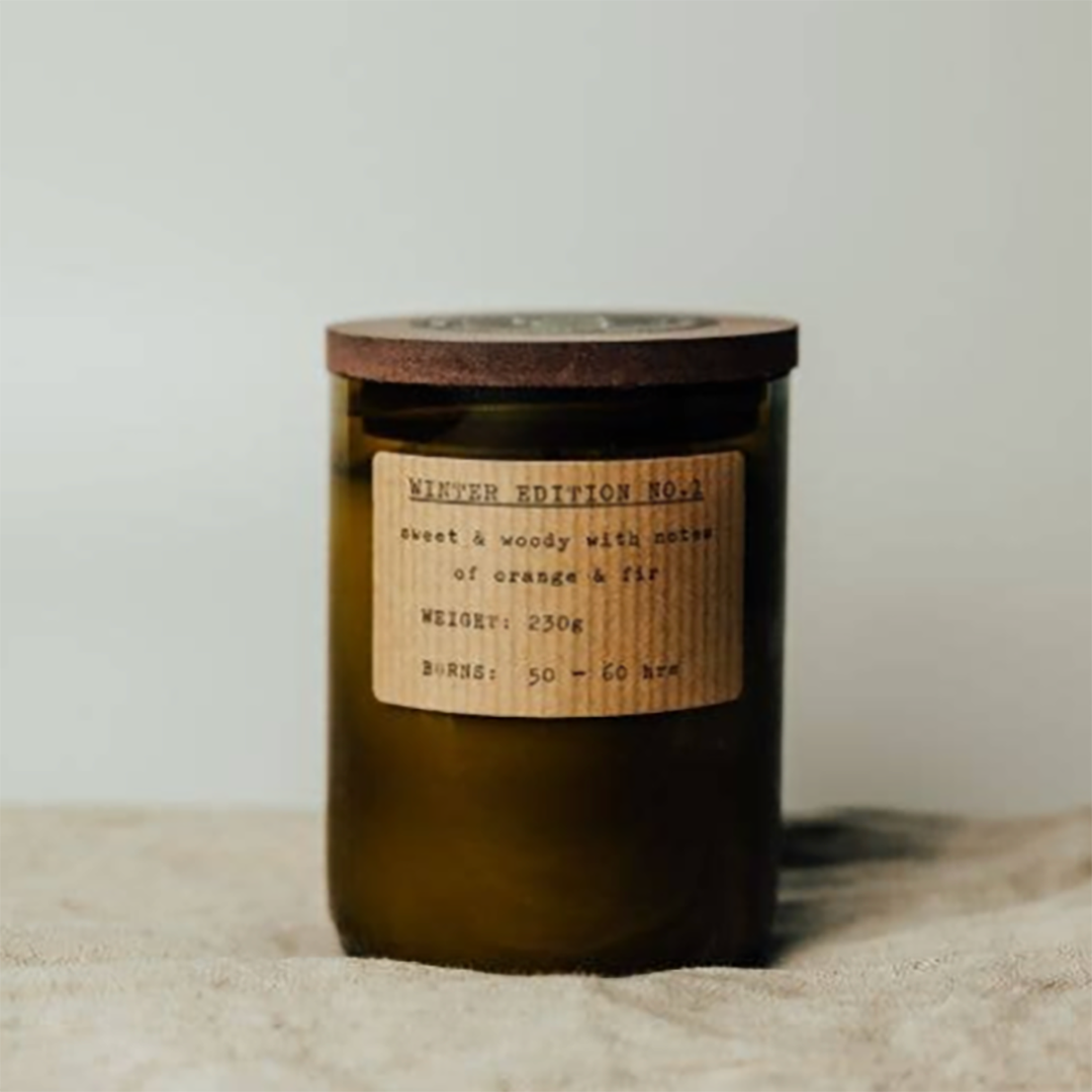 Large Winter Candle - Earth Glass